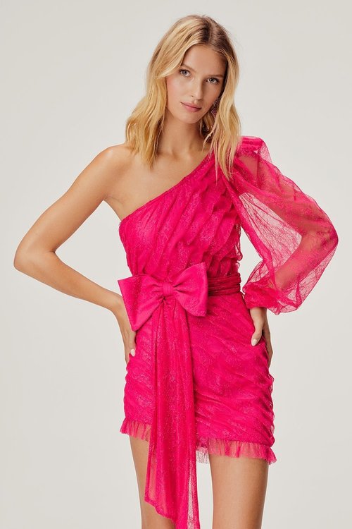 dynasty one shoulder dress