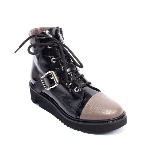 black patent wedge ankle boots