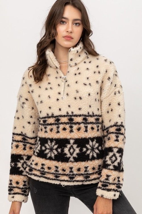 aztec half zip pullover