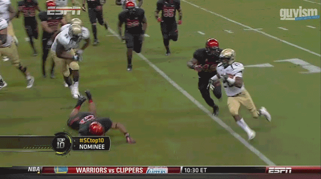 South Florida Running Back Gets Flipped by Houston Defender Near Goal Line