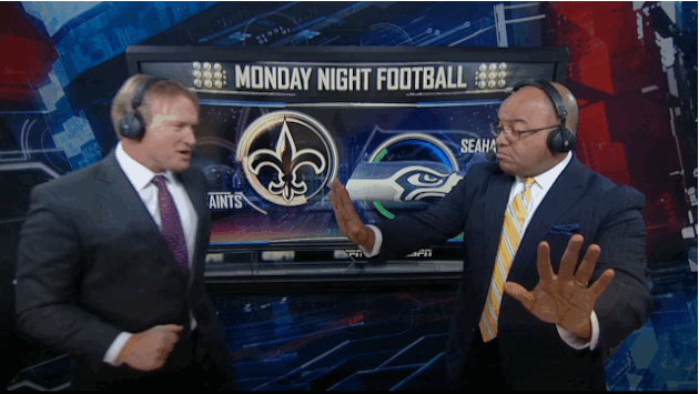 Jon Gruden Gets Handsy with Mike Tirico on Monday Night Football