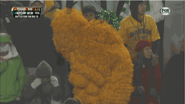 Baylor Fan Covered in Pom Poms Dances as Bears Win Big 12