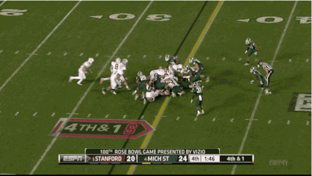 Michigan State Stuffs Stanford on 4th Down to Win 2014 Rose Bowl