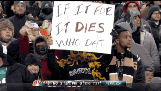 Terrifying Saints Fan Goes All out for Playoff Game in Philadelphia