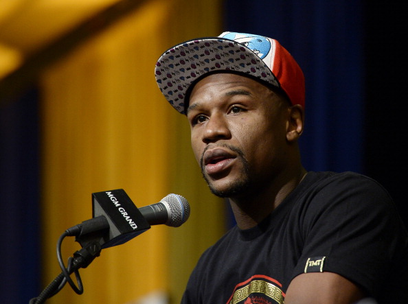 LAS VEGAS, NV - MARCH 8: Floyd Mayweather Jr. announces his upcoming Marcos 'El Chino' Maidana during a news conference at at the MGM Grand Hotel/Casino March 8, 2014, in Las Vegas, Nevada. (Photo by Kevork Djansezian/Getty Images)