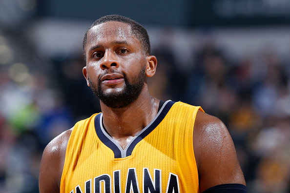 INDIANAPOLIS, IN - DECEMBER 11: C.J. Miles #0 of the Indiana Pacers looks on against the Miami Heat during the game at Bankers Life Fieldhouse on December 11, 2015 in Indianapolis, Indiana. The Pacers defeated the Heat 96-83. NOTE TO USER: User expressly acknowledges and agrees that, by downloading and or using the photograph, User is consenting to the terms and conditions of the Getty Images License Agreement. (Photo by Joe Robbins/Getty Images)