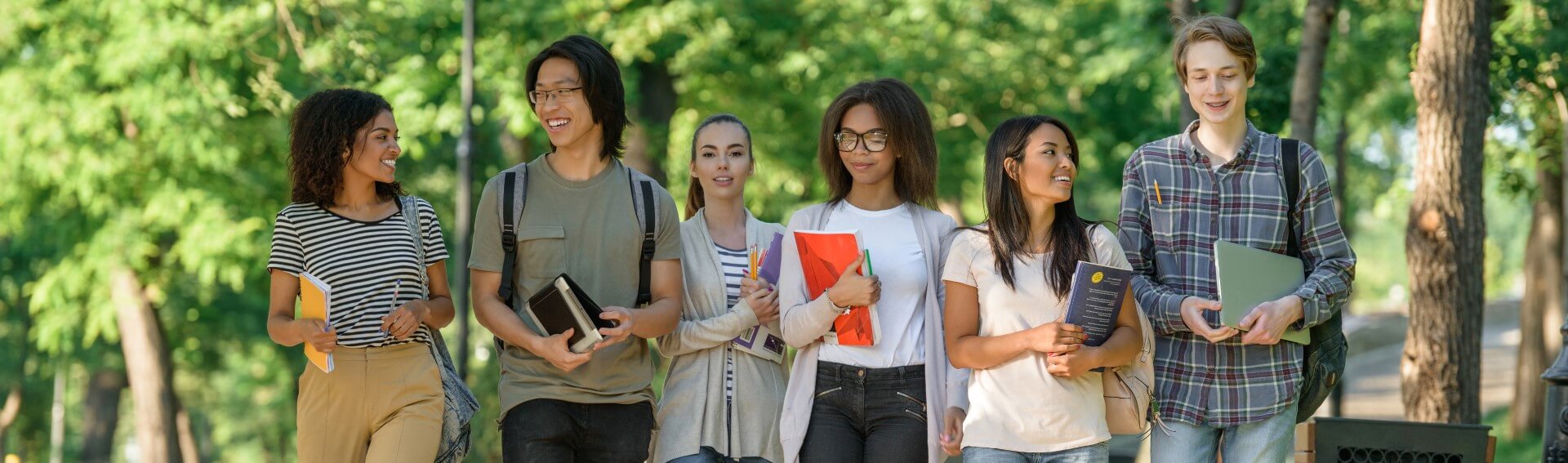 Students happy walking on campus