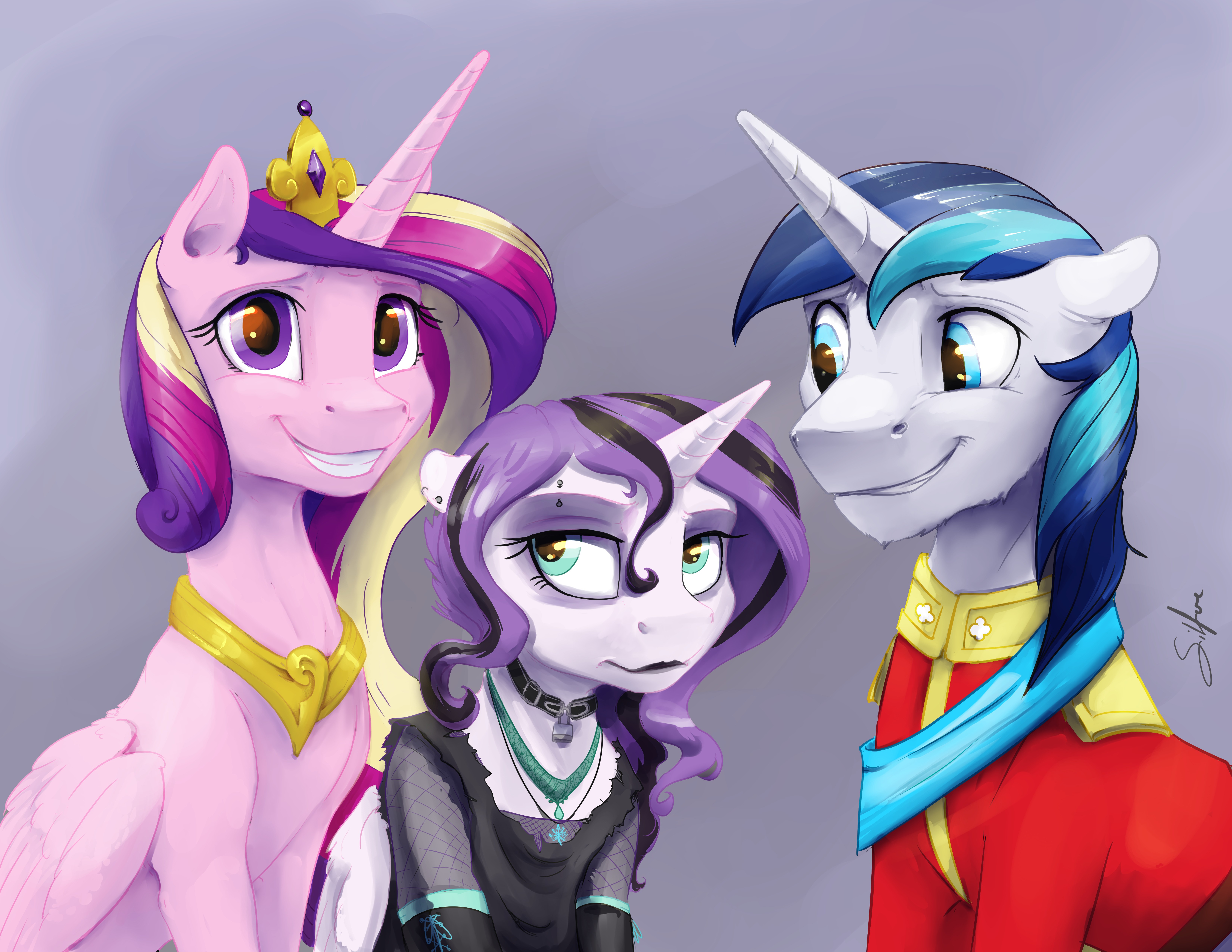 princess cadance, princess flurry heart, and shining armor drawn by