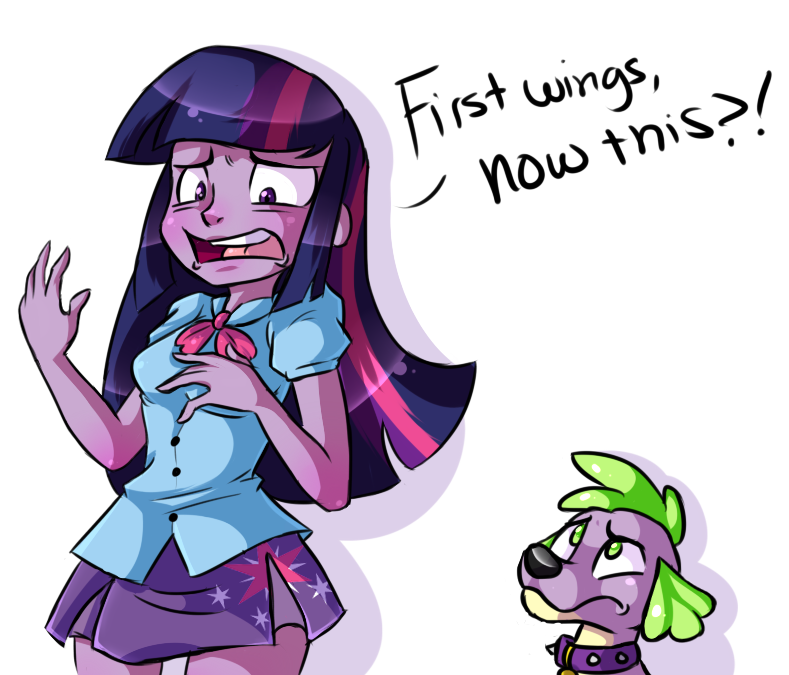 spike and twilight sparkle (equestria girls) drawn by xnightmelody