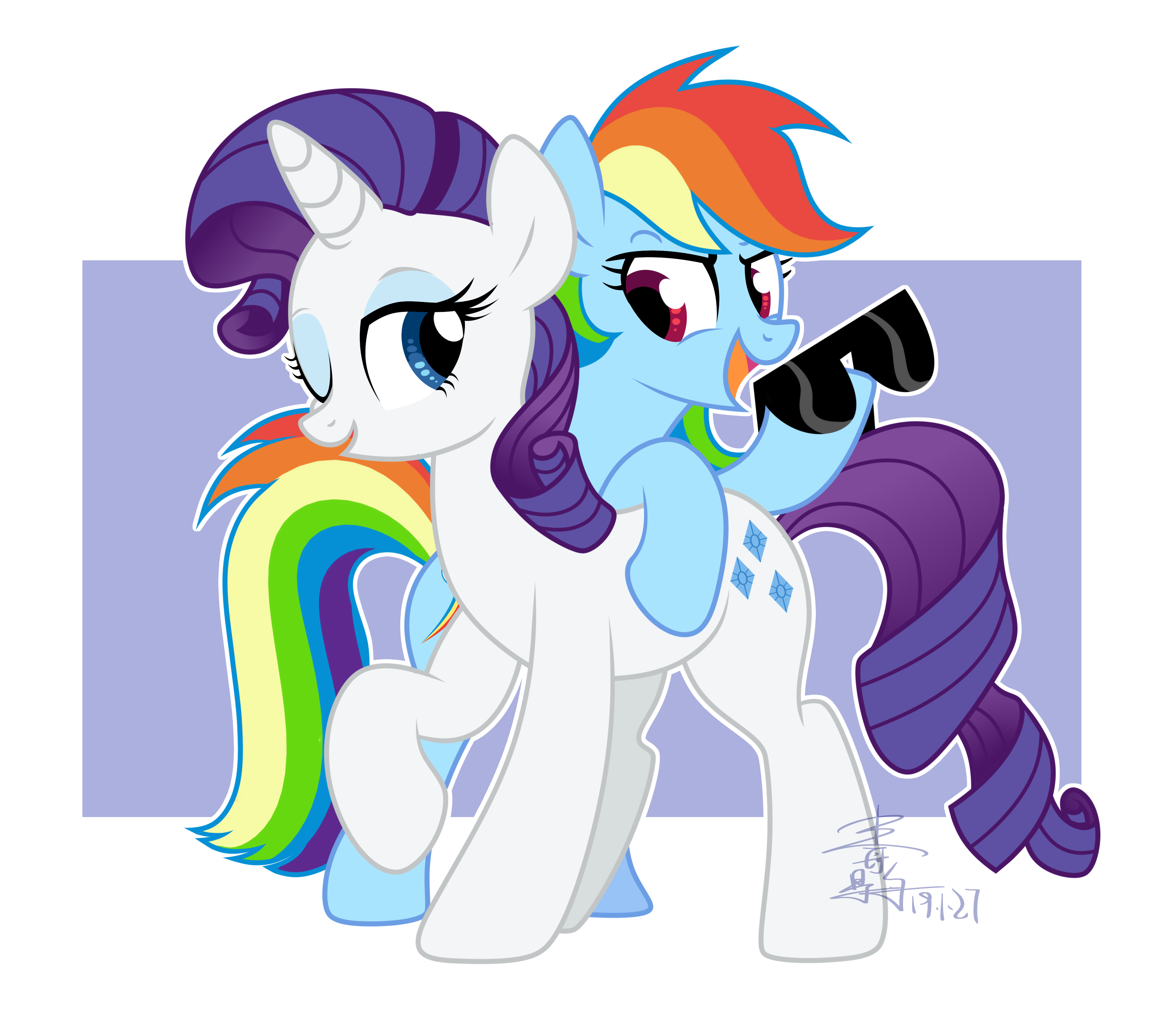 rainbow dash and rarity drawn by yaaaco - Bronibooru