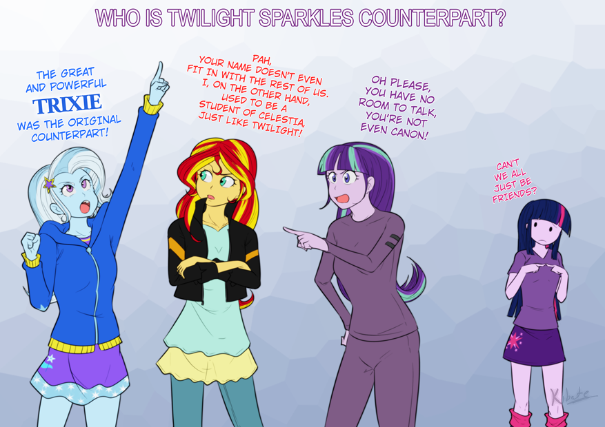 starlight glimmer, sunset shimmer, the great and powerful trixie, and