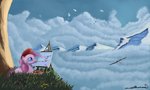 absurdres cosmicscribbles easel griffon hat highres paintbrush pinkie_pie