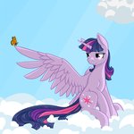Post 66040, tags: butterfly, cloud, geomancing, highres, princess, princess_twilight, twilight_sparkle, rating:Safe, score:5, user:Geomancing