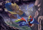 Post 66331, tags: absurdres, canterlot, dirigible, goggles, highres, jacket, morevespenegas, rainbow_dash, rating:Safe, score:4, user:Geomancing