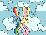 Post 66128, tags: animated, applejack-lover-fan, cloud, fluttershy, rainbow_dash, rating:Safe, score:5, user:Grue