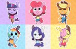 Post 65964, tags: animal_crossing, applejack, crossover, fluttershy, karzahnii, pinkie_pie, rainbow_dash, rarity, twilight_sparkle, rating:Safe, score:8, user:citric