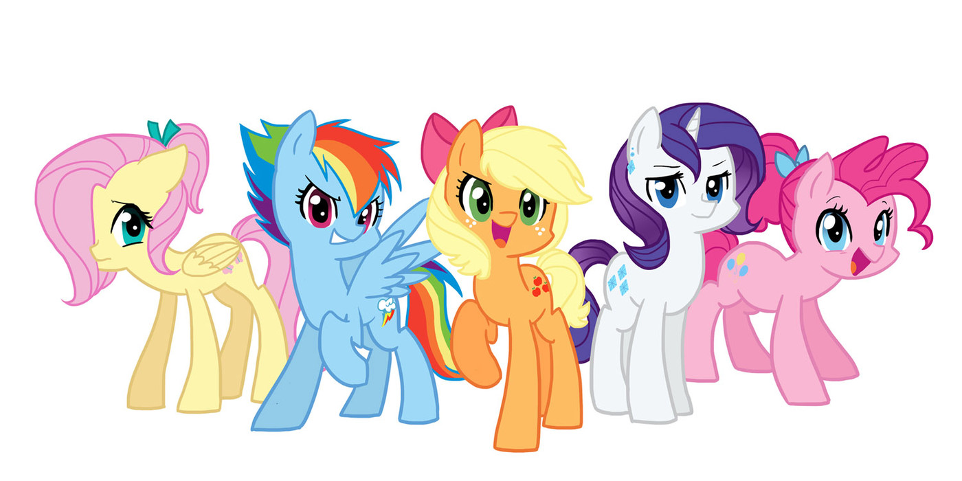 applejack, fluttershy, pinkie pie, rainbow dash, and rarity drawn by