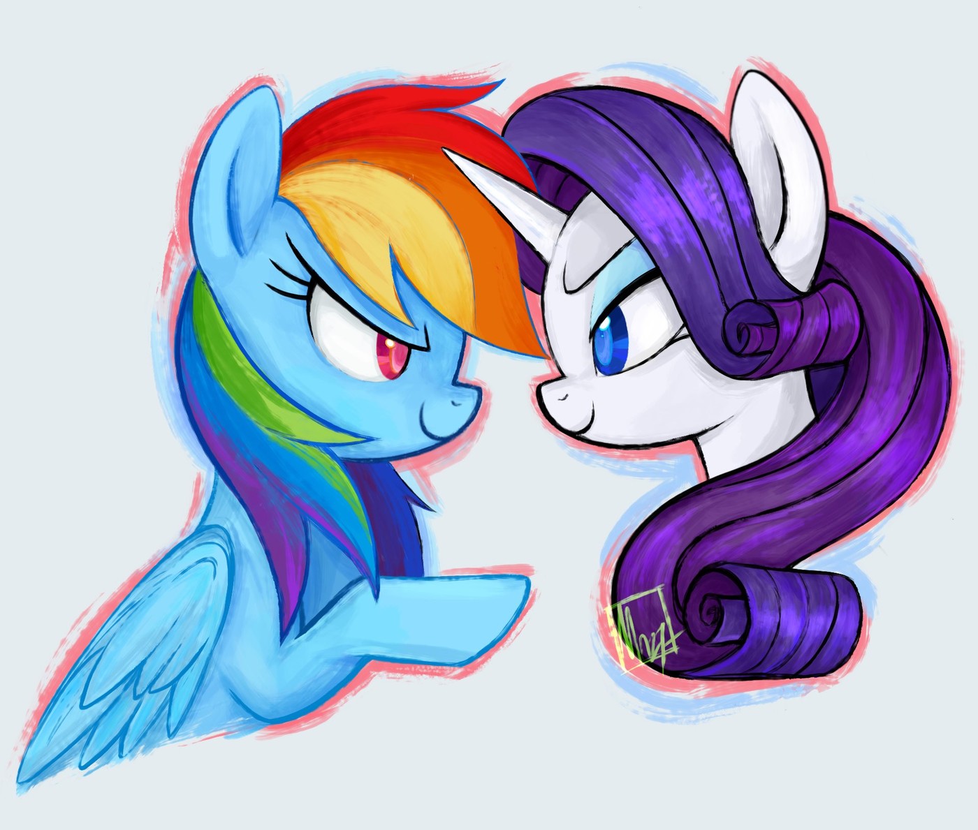 rainbow dash and rarity drawn by mn27 - Bronibooru