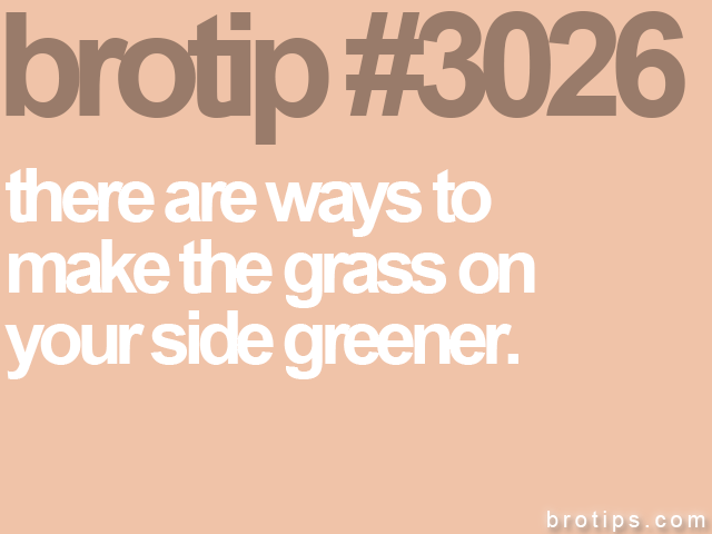 brotip #3026 there are ways to<br>
make the grass on<br>
your side greener.