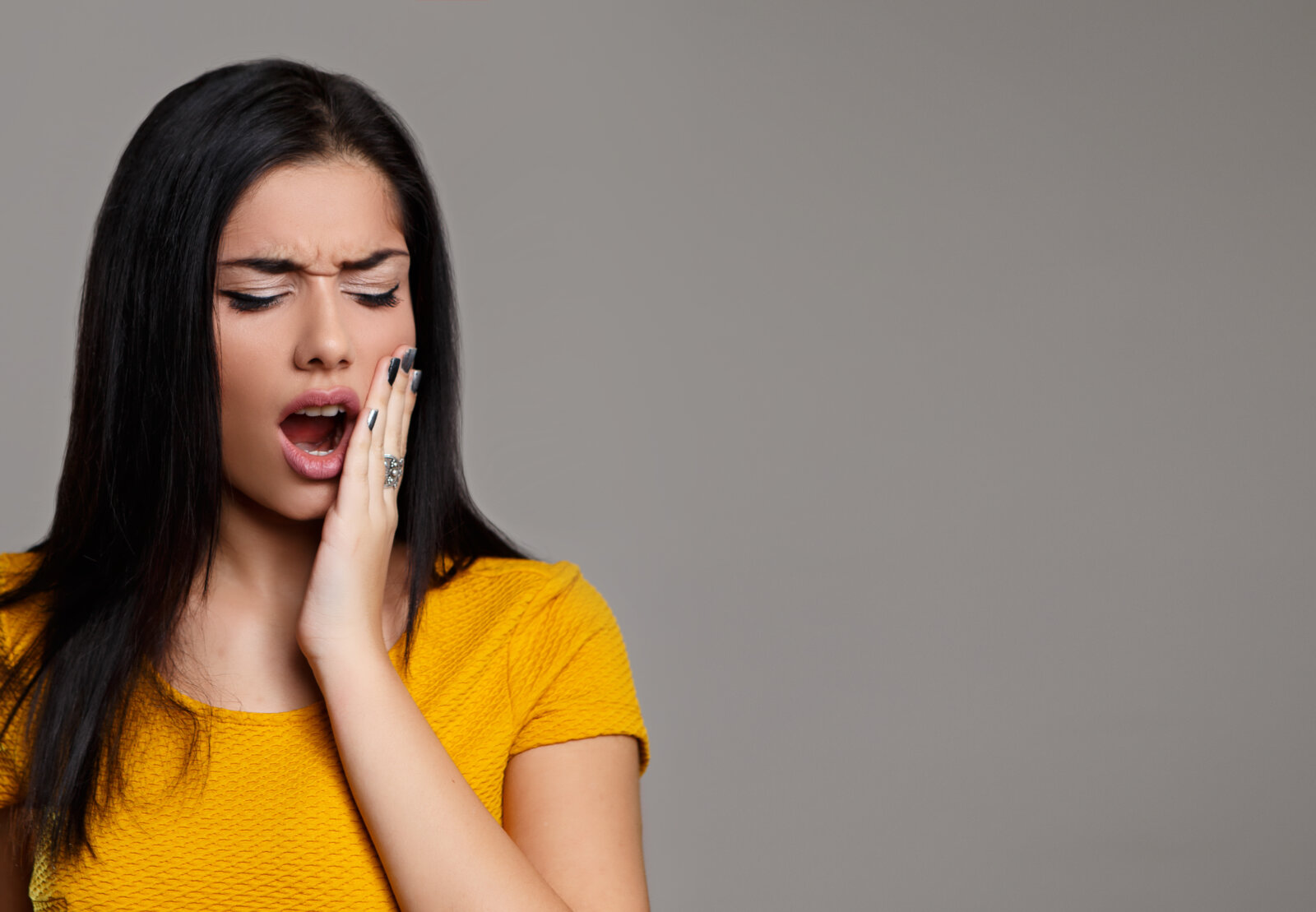 Woman with toothache. Toothpain Girl