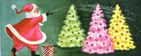 sprickle-santa Santa sprinkle with garish and wonderful trees