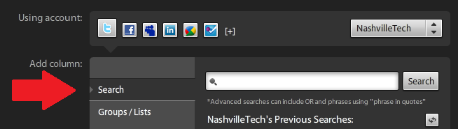 Add search in TweetDeck Communications marketing with TweetDeck search