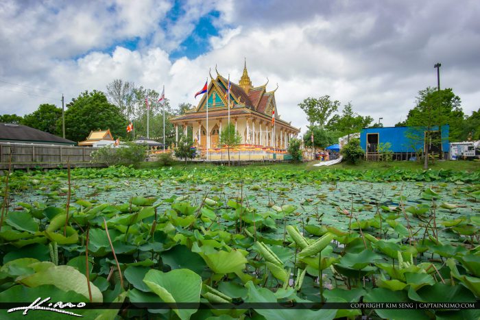 Cambodian Temple at Jacksonville FL with Lotus Pond
