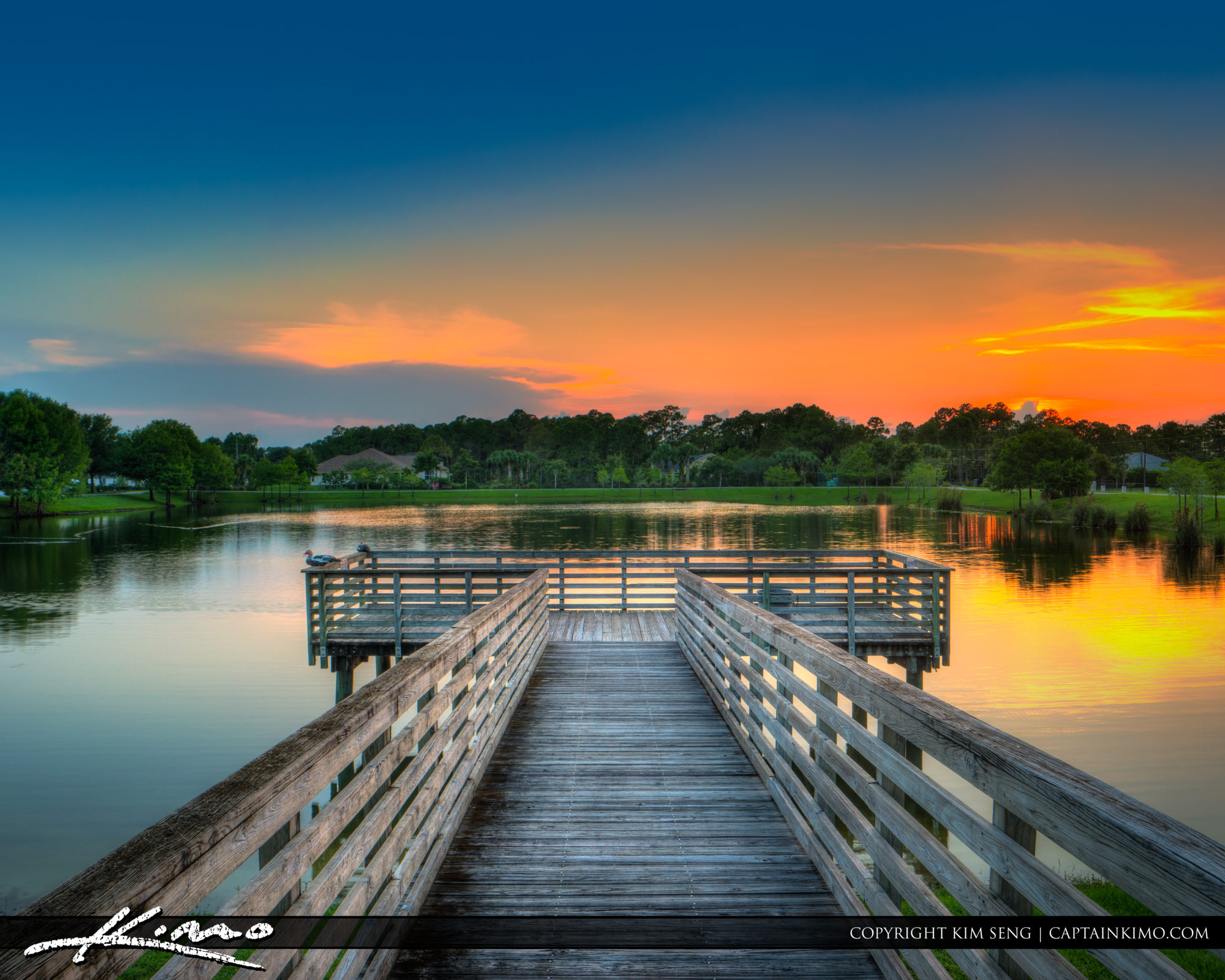 Sunset over Lake at the Acreage in Loxahatchee Florida