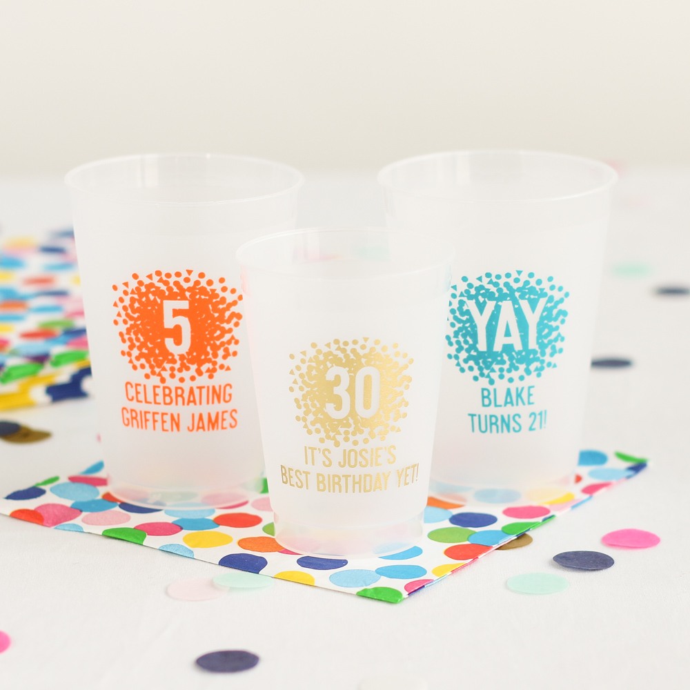 Personalized Frosted Plastic Birthday Cups Beaucoup