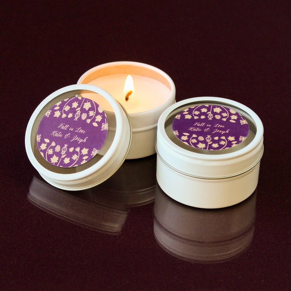 Personalized Wedding Themed Round Candle Tin