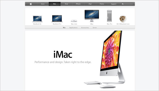 A clear and visual content presentation makes Apple.com very intuitive to use.