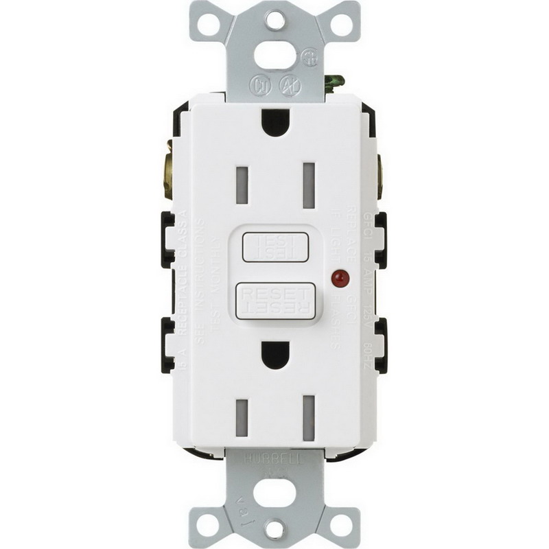 Lutron CAR-15-GFTR-WH Claro Satin Colors Tamper-Resistant GFCI Receptacle Wallbox Mount, 125 Volt, 15 Amp, White,