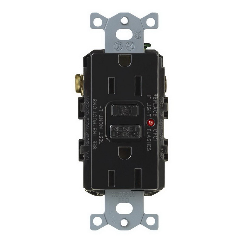 Lutron CAR-15-GFTR-BL Claro Satin Colors Tamper-Resistant GFCI Receptacle Wallbox Mount, 125 Volt, 15 Amp, Black,