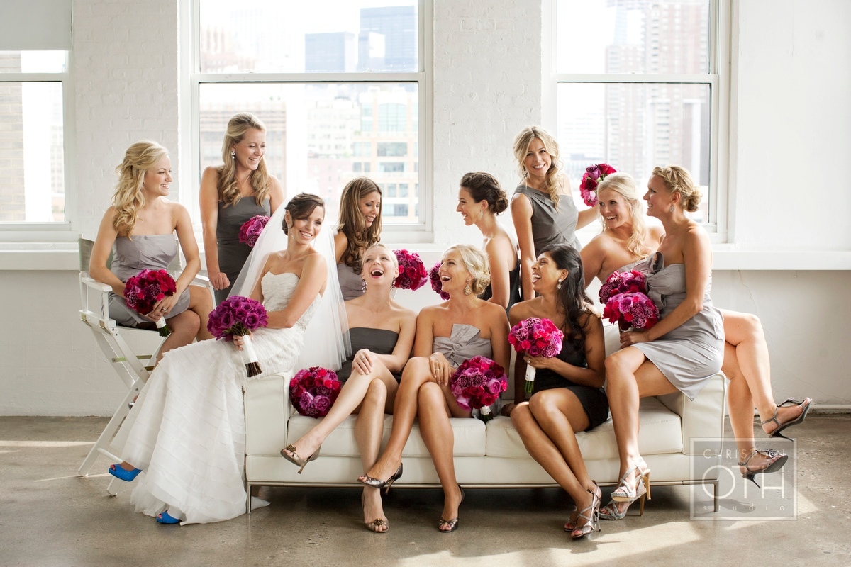 bridal party laughing - Shawn Connell of Christian Oth Studio