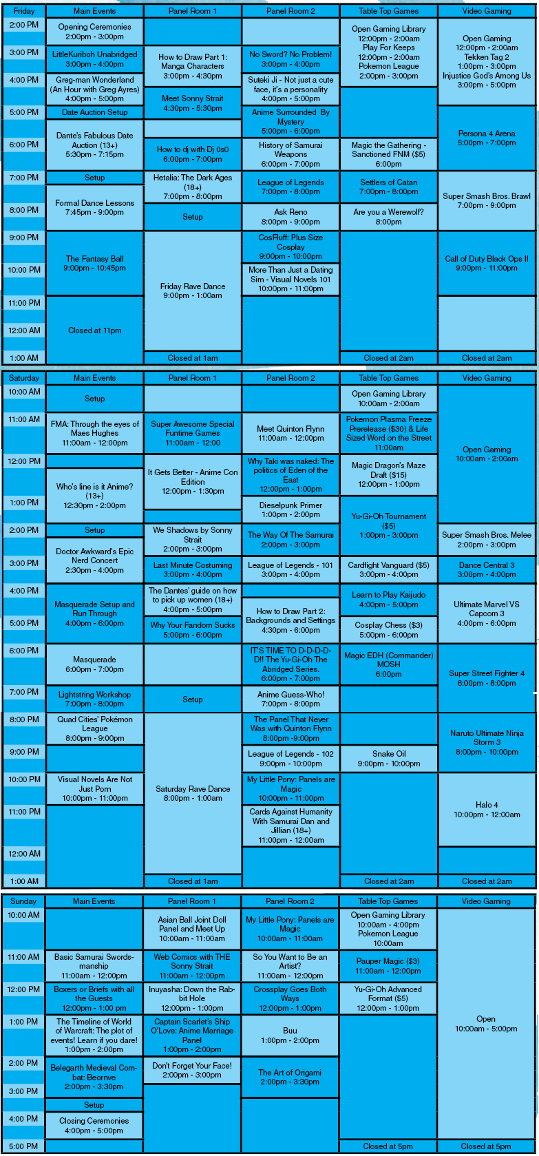 Zing Schedule