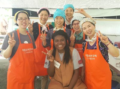 Donandmaye during a temple stay experience in South Korea