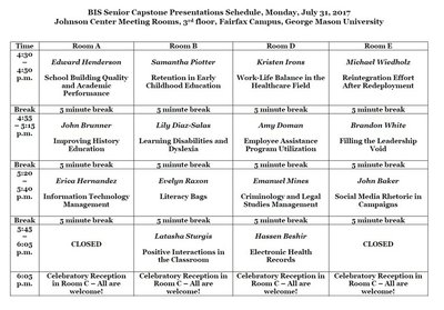 BIS Capstone Presentations July 31, 2017