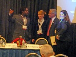 From Left to Right: R. Dwayne Betts from the Campaign for Youth Justice, Catherine Gallagher from Cochrane, Congressman Bobby Scott and Liz Ryan from the Campaign for Youth Justice.