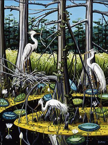 'Great American Egrets III ' David Bates