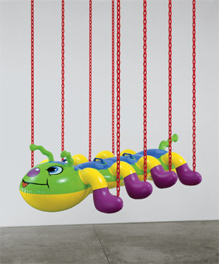 'Caterpillar Chains (polychromed aluminum, coated steel chain)' Jeff Koons