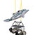 'Dolphin (polychromed aluminum, stainless steel, coated steel chain) 50 x 78 3/4 x 38 1/5 inches'