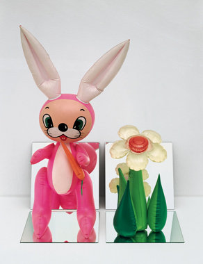 'Inflatable Flower and Bunny (Tall White, Pink Bunny)' Jeff Koons