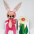 'Inflatable Flower and Bunny (Tall White, Pink Bunny)'