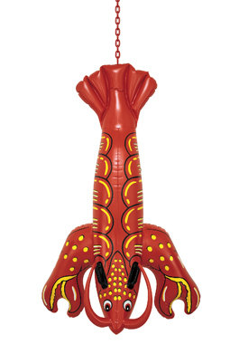 'Lobster (polychromed aluminum, coated steel chain) 97 x 18 7/8 x 37 inches' Jeff Koons