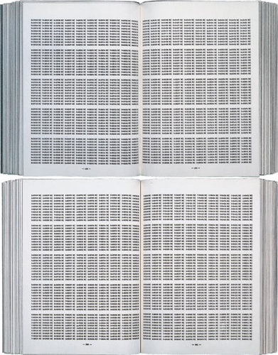 'One Million Years, 1969/2004 Machine-written directory, two sets of ten leatherbound books, 29.5 x 23.5 x 8cm' On Kawara