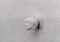 'Untitled (self-portrait carved out of a single aspirin)' Tom Friedman