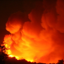 Closeup of the flames over the Riviera