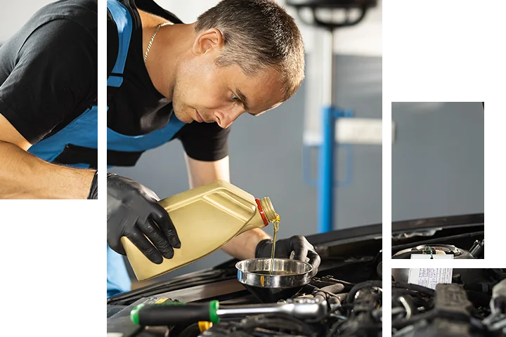 Service tech changing oil