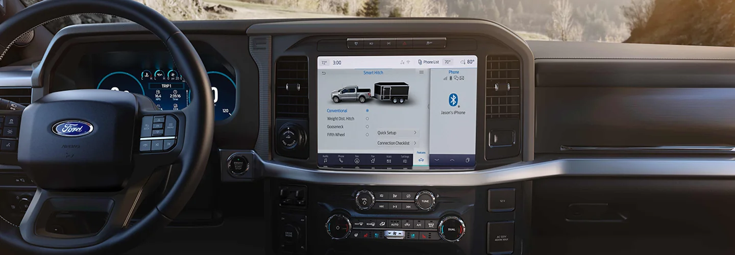 Interior view of the dashboard of a 2025 Ford F-150