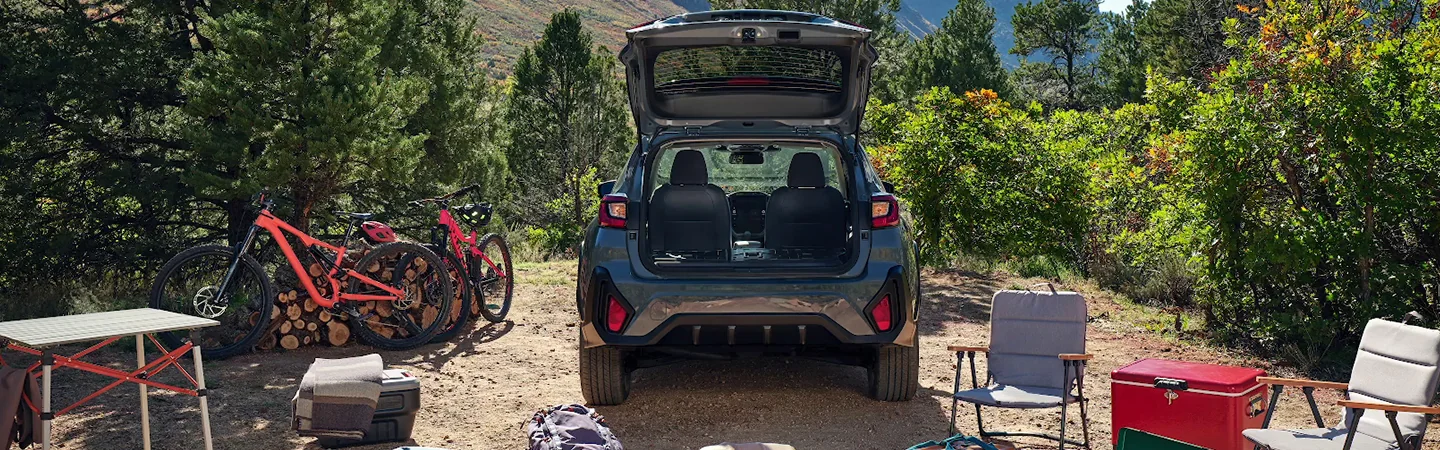 2025 Subaru Crosstrek vs Toyota Highlander Blue Color Back View